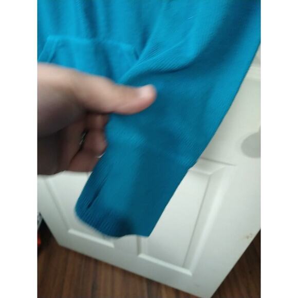 Mondetta Woman M Aqua Waffle Knit Cowl Neck Long Sleeve Thumb Hole Pullover - Picture 5 of 10